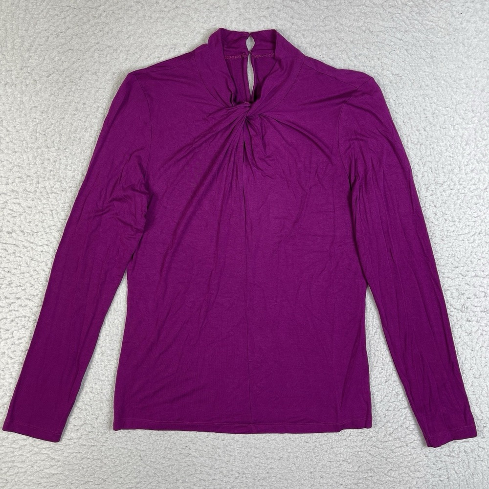 Lord & Taylor Shirt Womens Small Pink Purple Twist Neck Keyhole Casual Mature